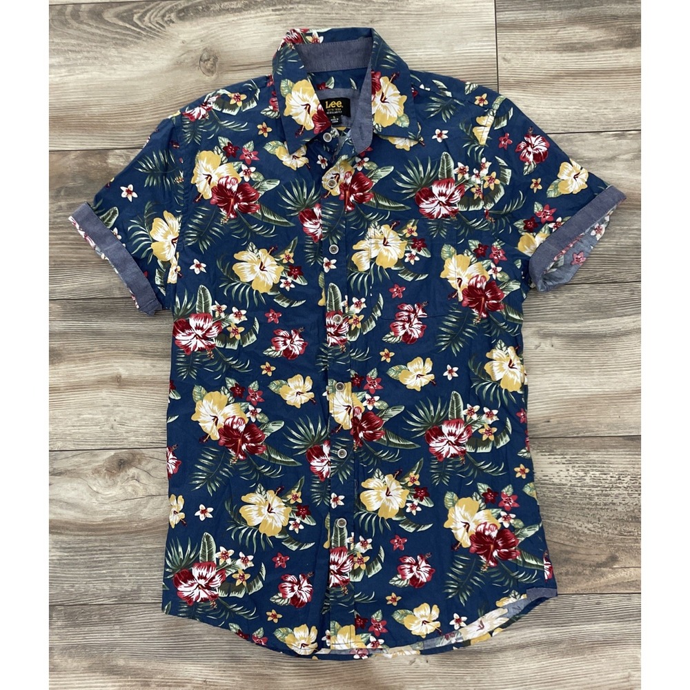 Lee Mens shirt sz S Retro Modern Tropical Bold Vacation Rich Vibrant Island